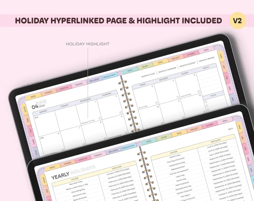 All-in-One Digital Planner 2026, 2027, 2028 Digital Planner, Digital Journal, Digital Goodnotes Template