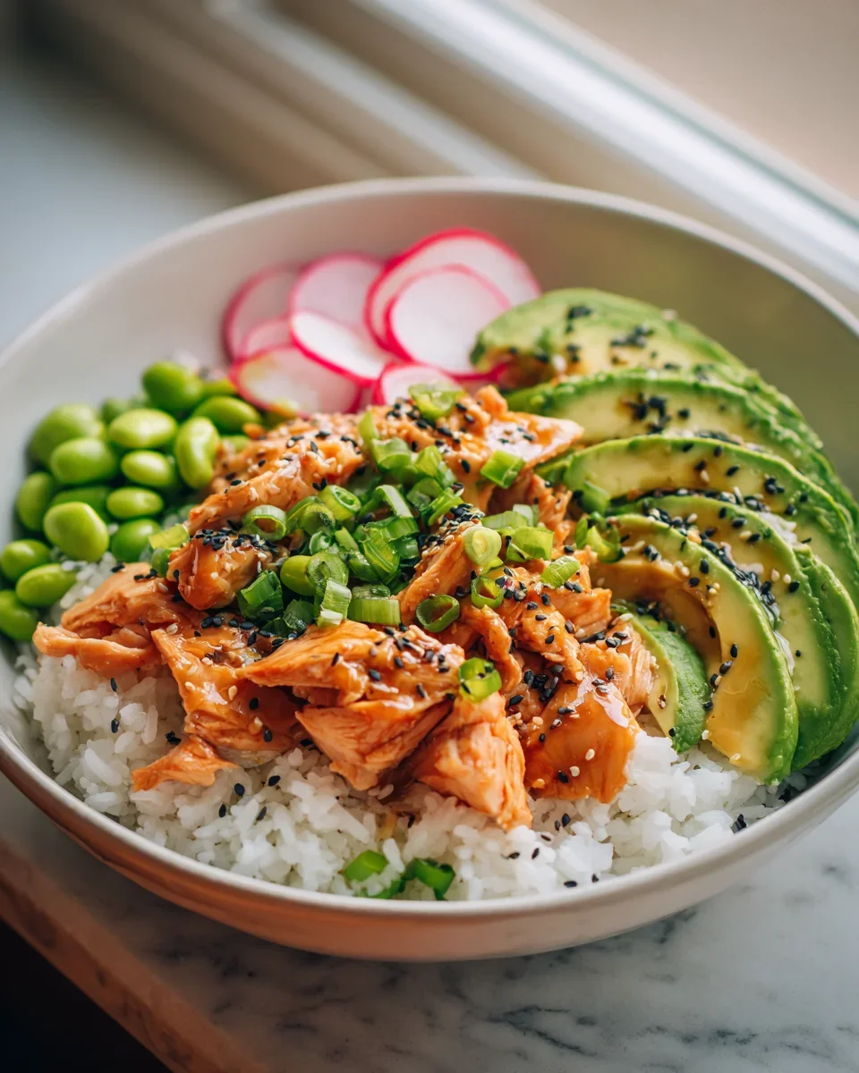 Avocado Limette Hähnchen Poke Bowl: Schnell & Gesund