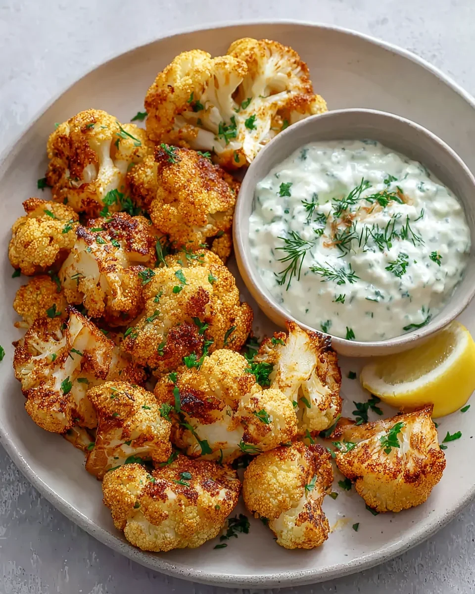 Blumenkohl Airfryer mit leckerem Kräuterquark Rezept