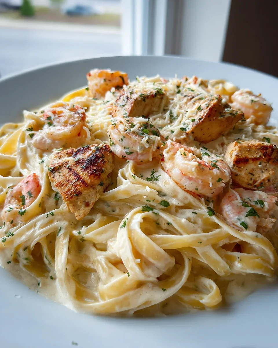 Cremige Hähnchen-Garnelen Alfredo Pasta – Dein Lieblingsrezept!