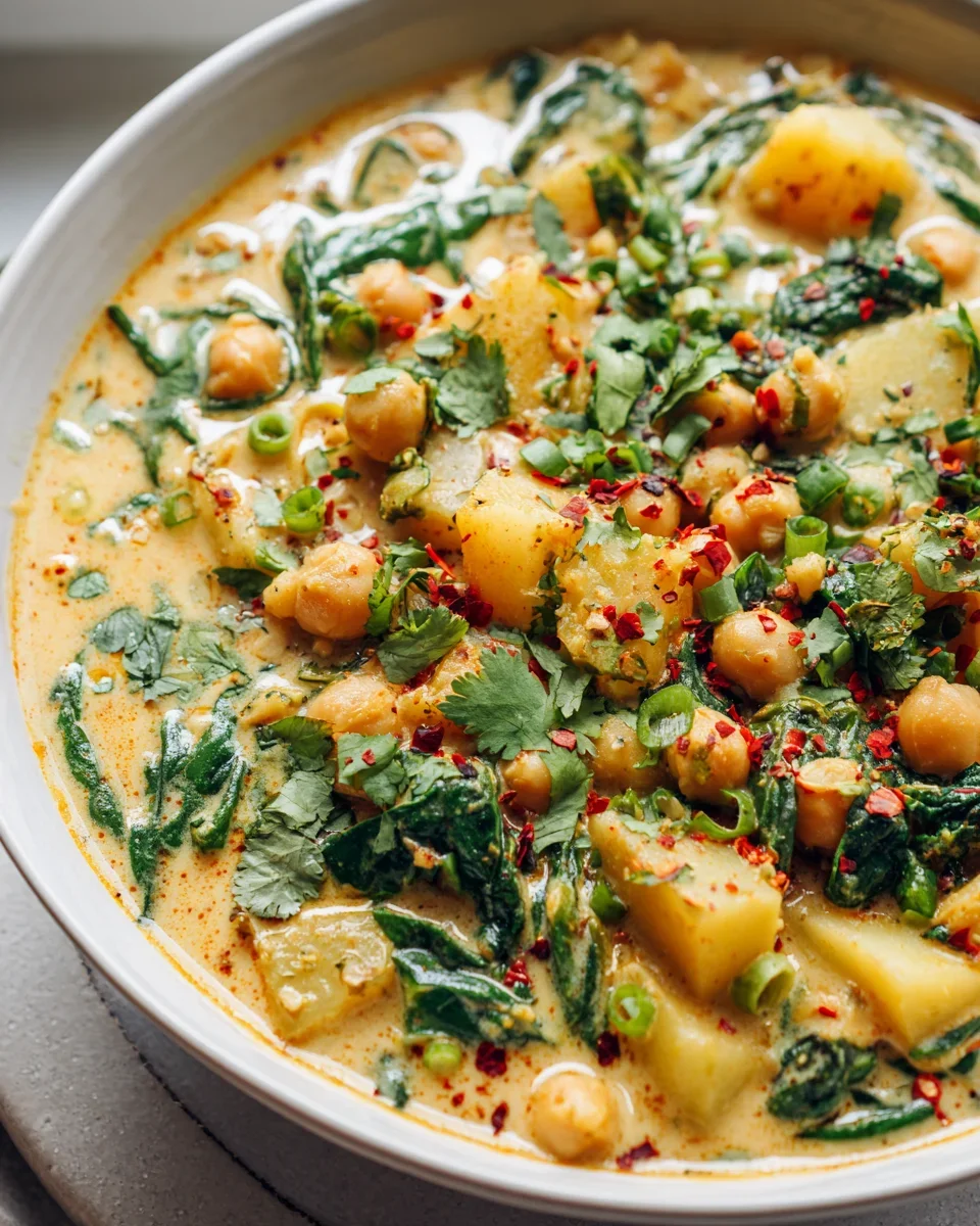Cremiges Kichererbsen-Kartoffel-Curry: Einfacher Kokos-Eintopf