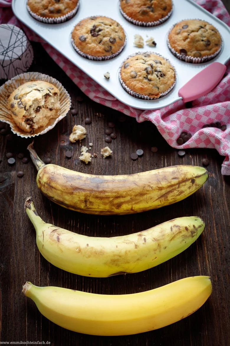 Einfache Bananen Schoko Muffins
