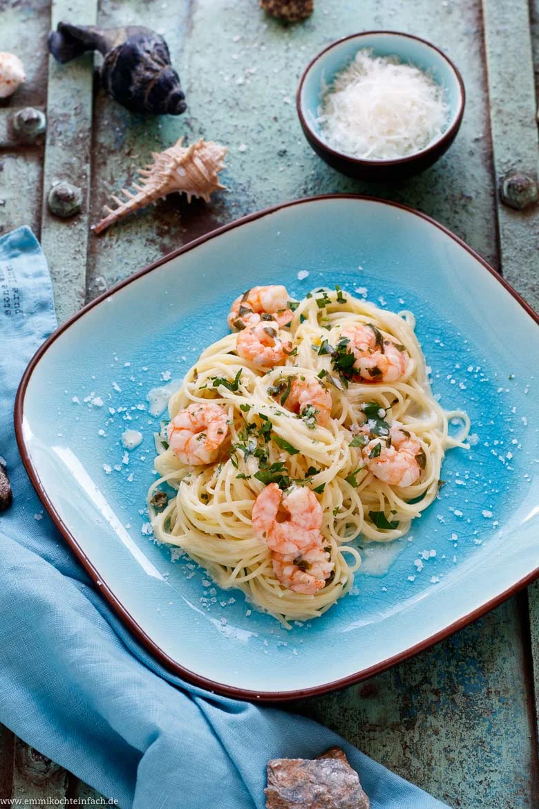 Capellini mit Garnelen in Zitronen Sahnesoße