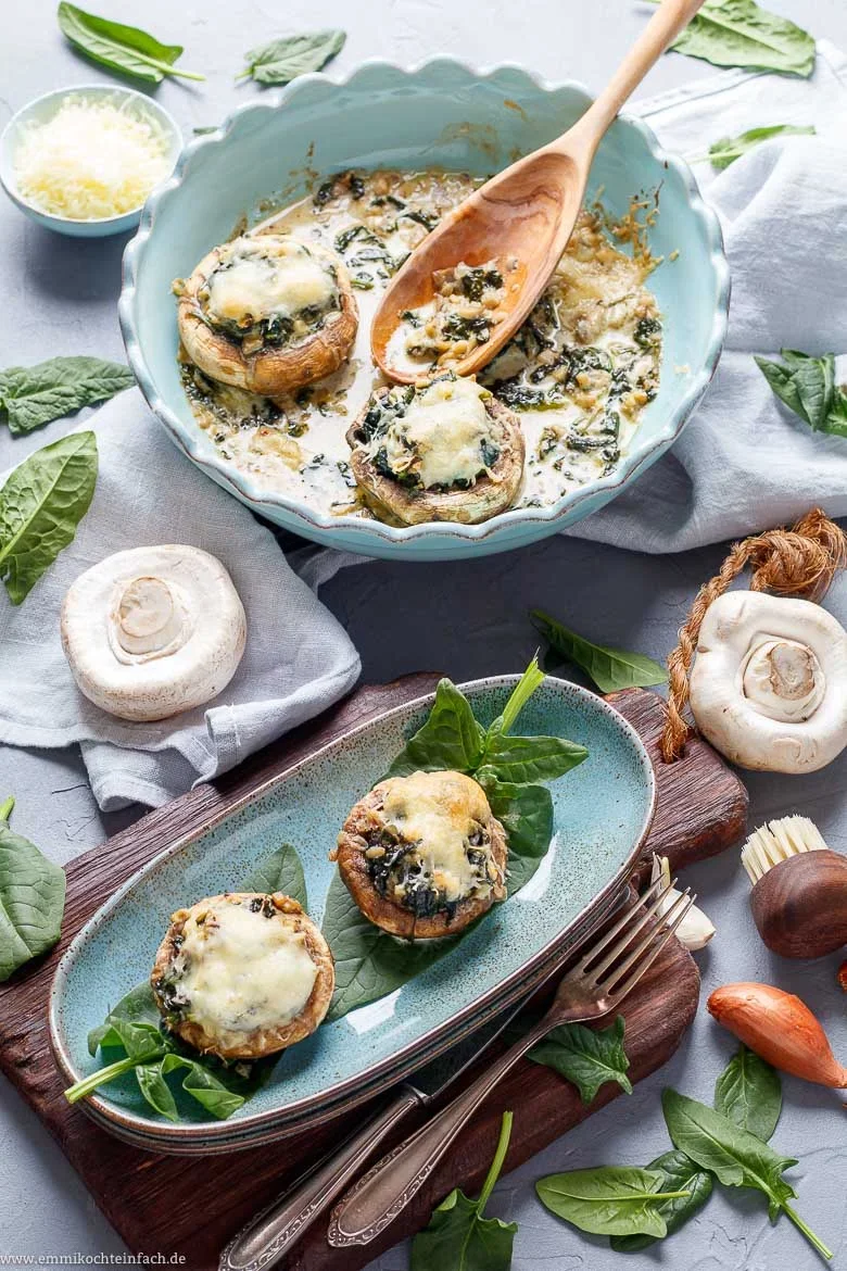 Einfach lecker: gefüllte Champignons mit Spinat.