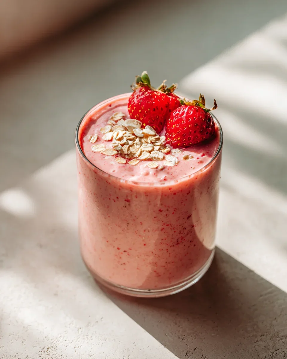 Erdbeer Haferflocken Smoothie – Schnell & gesund genießen!
