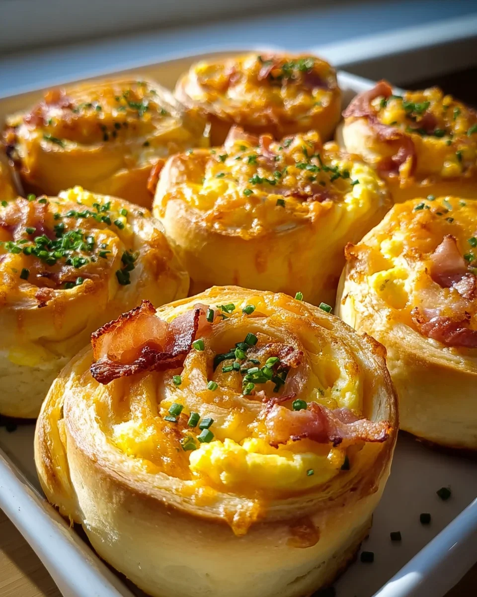 Frühstücksrollen mit Rührei, Käse und Beef Bacon Rezept