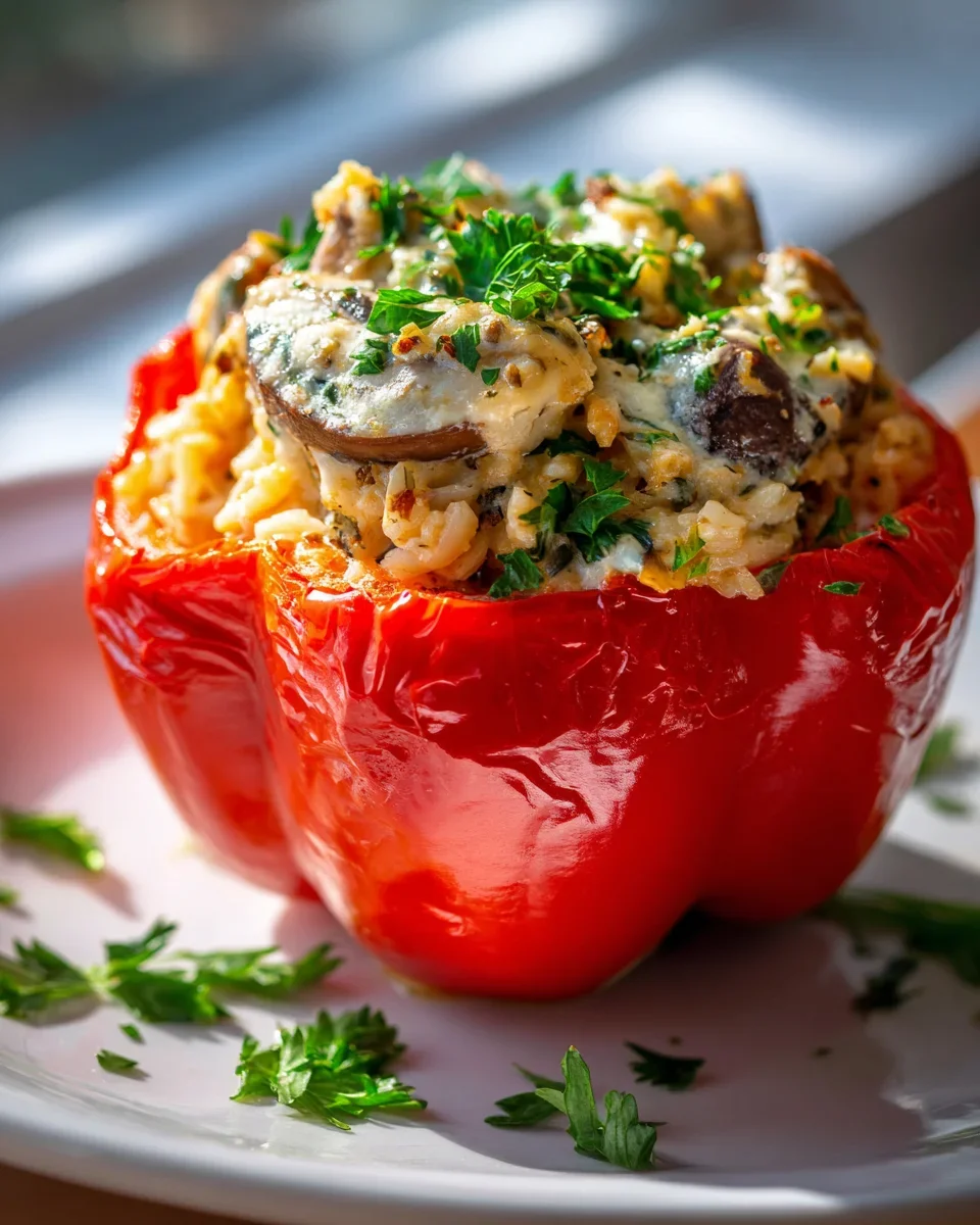 Gefüllte Paprika mit Hähnchen und Champignons