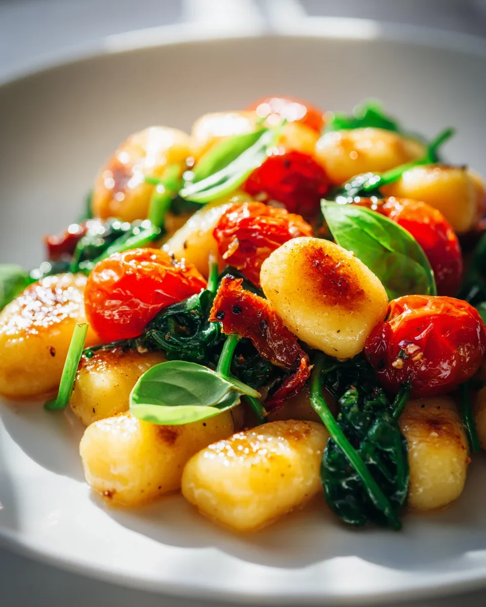 Gnocchi-Pfanne mit Tomatenzauber und Spinat
