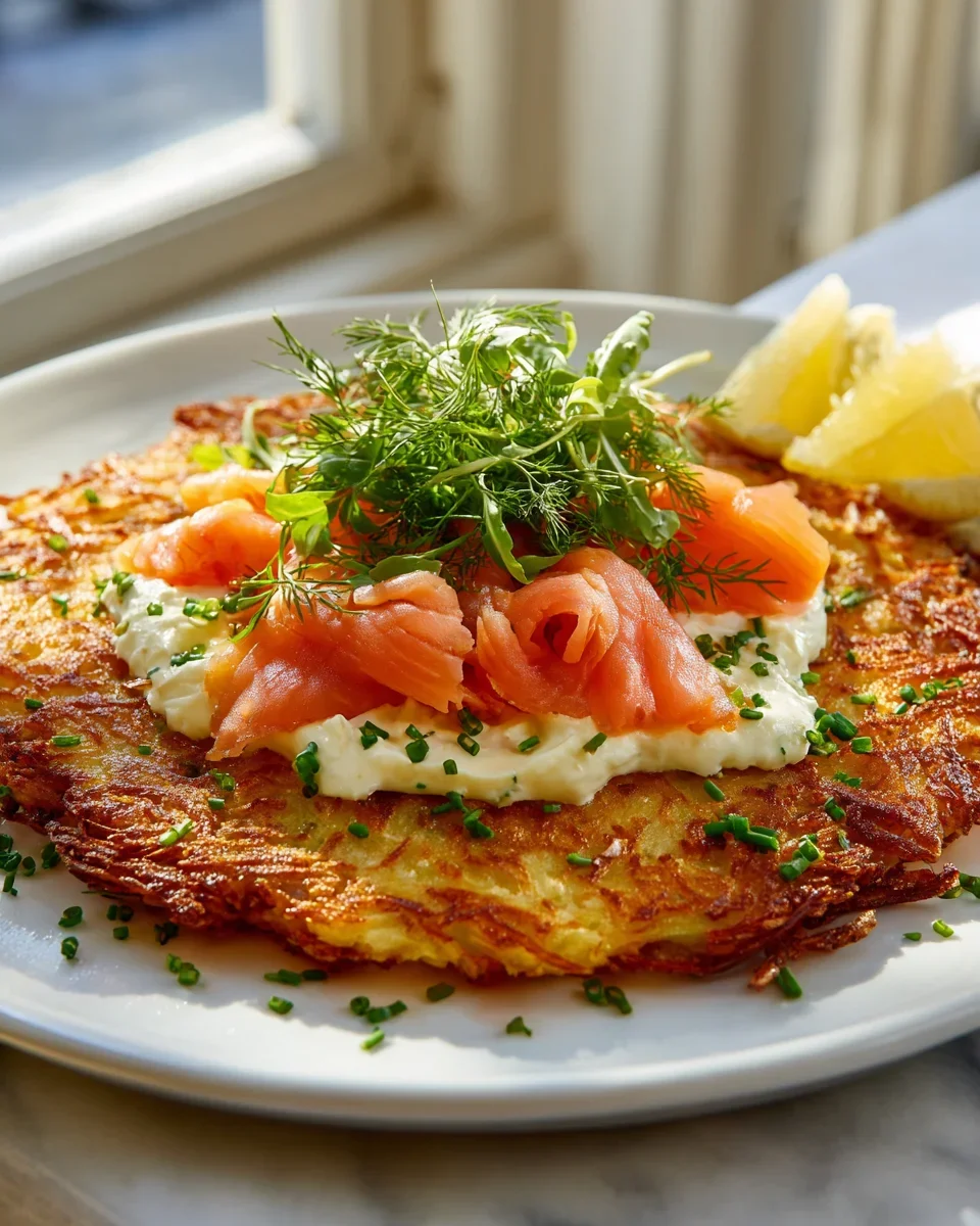 Großer Rösti mit cremigem Frischkäse & zartem Lachs-Filet