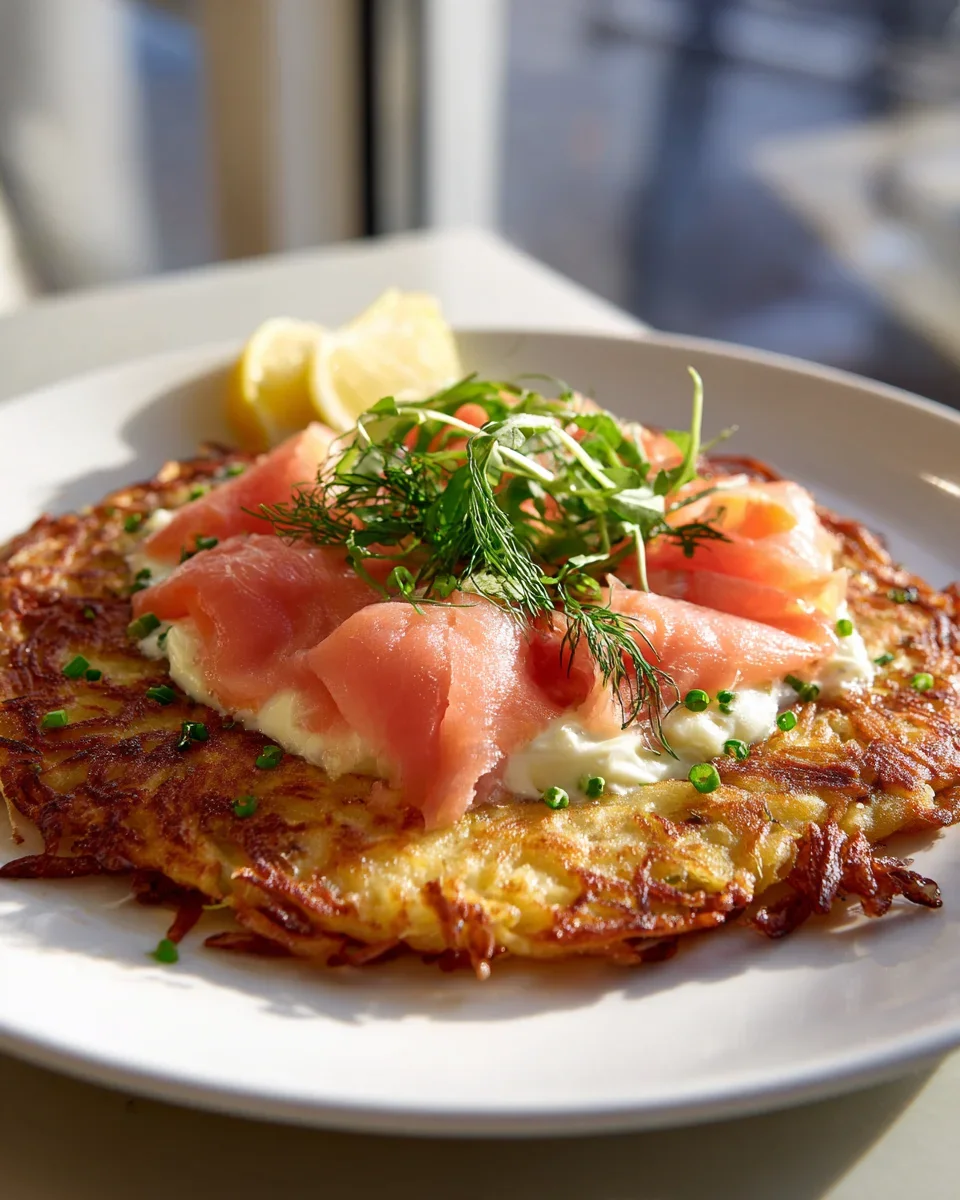 Großer Rösti mit cremigem Frischkäse & zartem Lachs-Filet