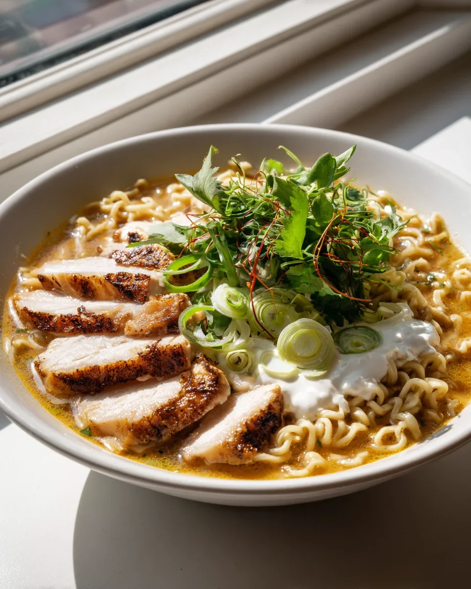 Hähnchen Ramen Bowl mit Knoblauchcreme – Lecker & Einfach!