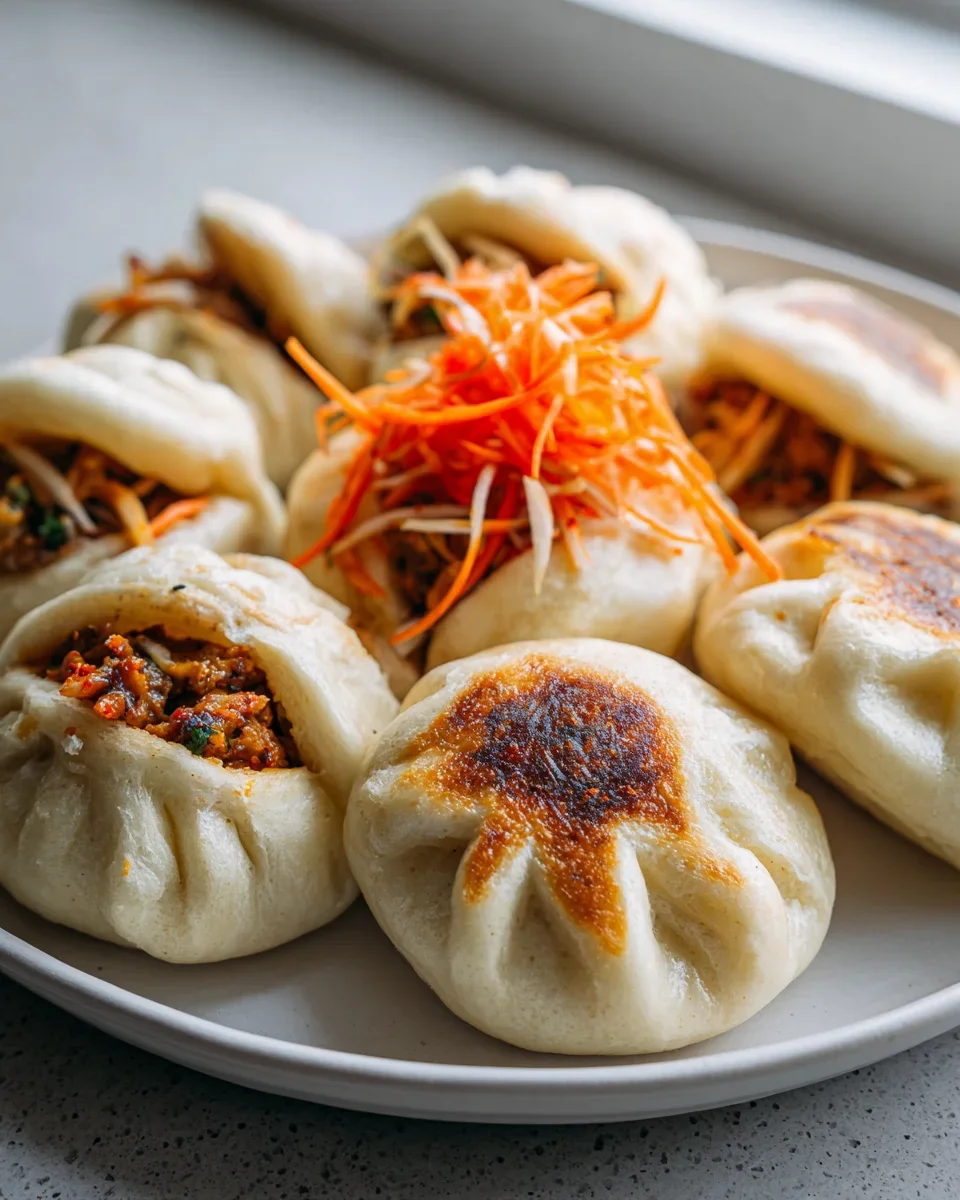 Herzhafte Bao-Buns mit eingelegtem Gemüse