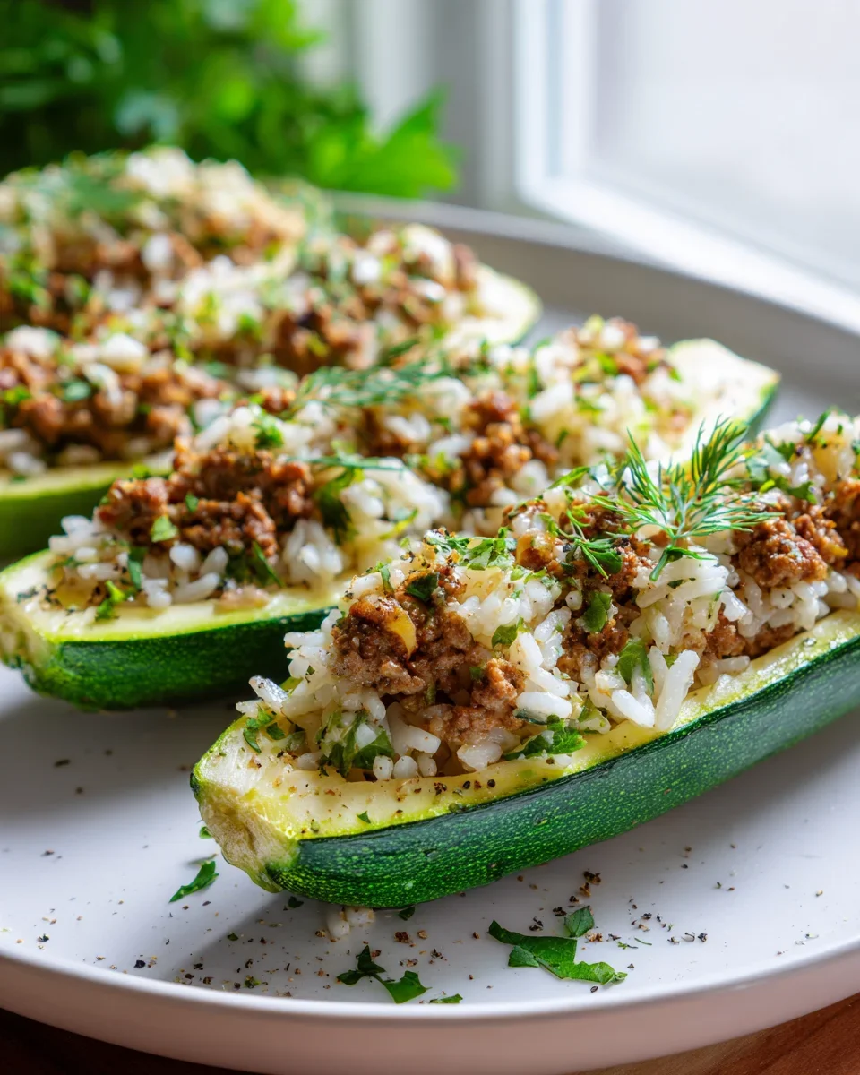 Herzhafte Zucchini-Boote mit Rind und Kräutern