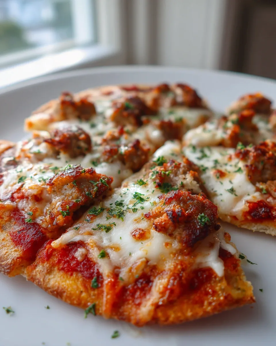 Köstliche Kinderliebe: Wurstgulasch-Fladenpizza mit Mozzarella