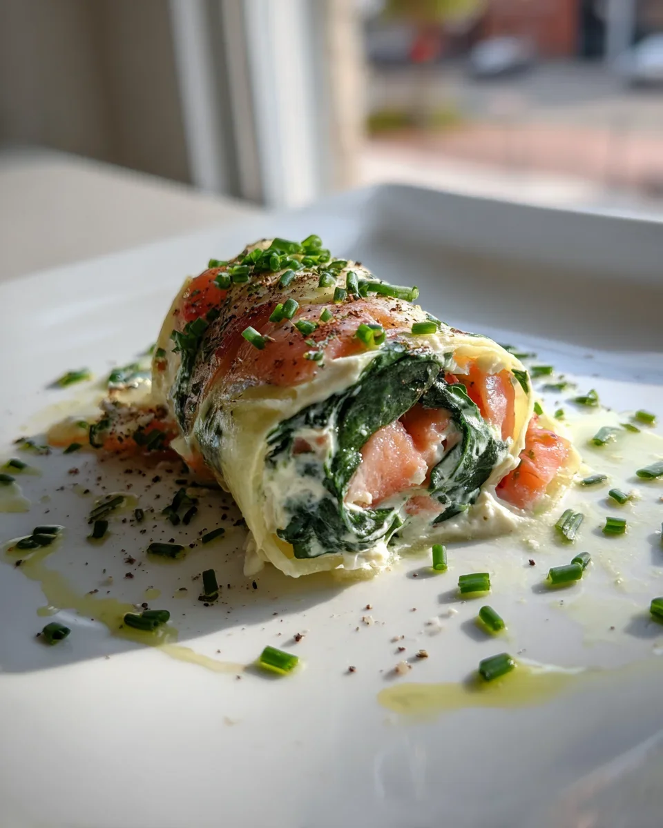 Köstliche Spinat-Lachs-Kartoffelrolle mit Frischkäsefüllung