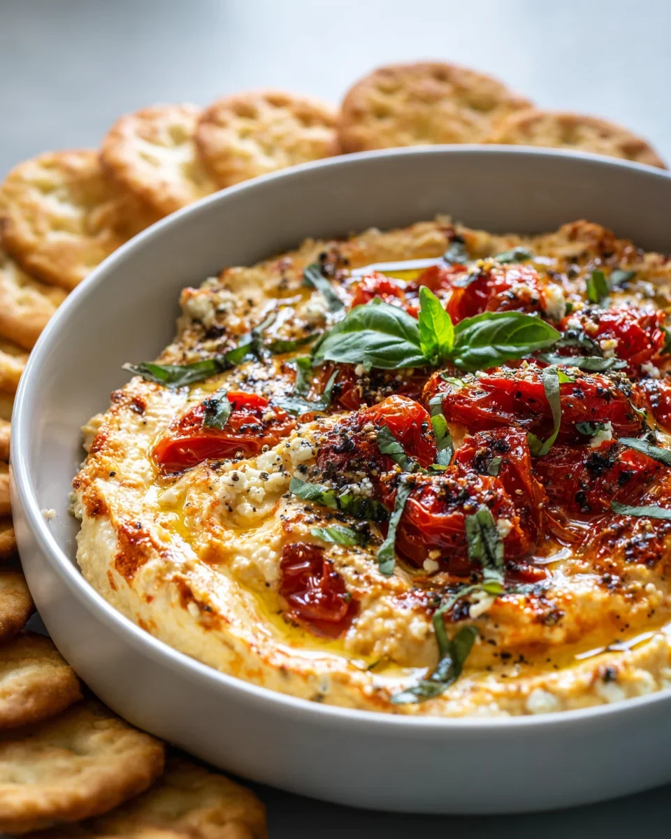 Köstlicher Air Fryer Knoblauch-Tomaten-Feta-Dip Rezept