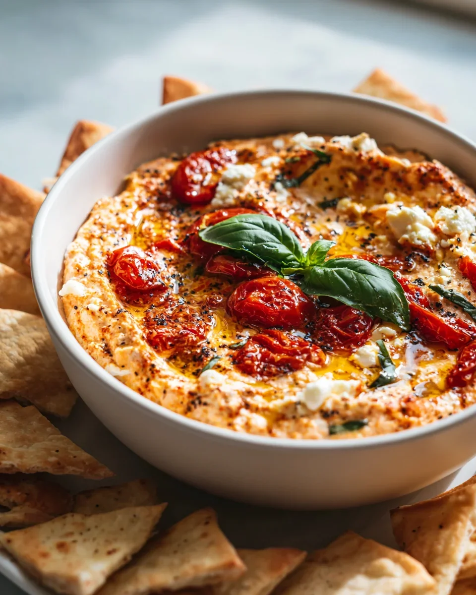 Köstlicher Air Fryer Knoblauch-Tomaten-Feta-Dip Rezept
