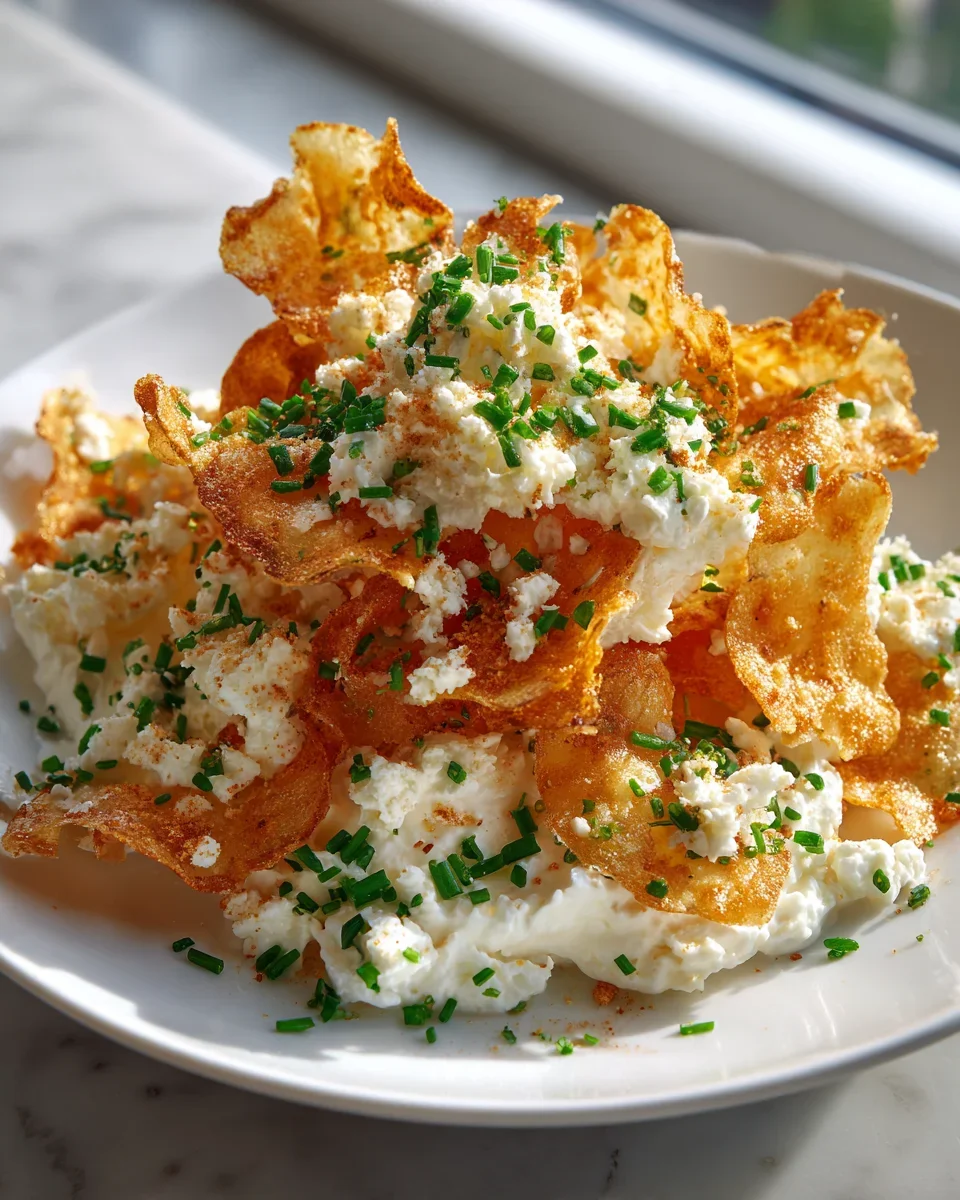Knusprige Knoblauch Kräuter Cottage Cheese Chips selbstgemacht