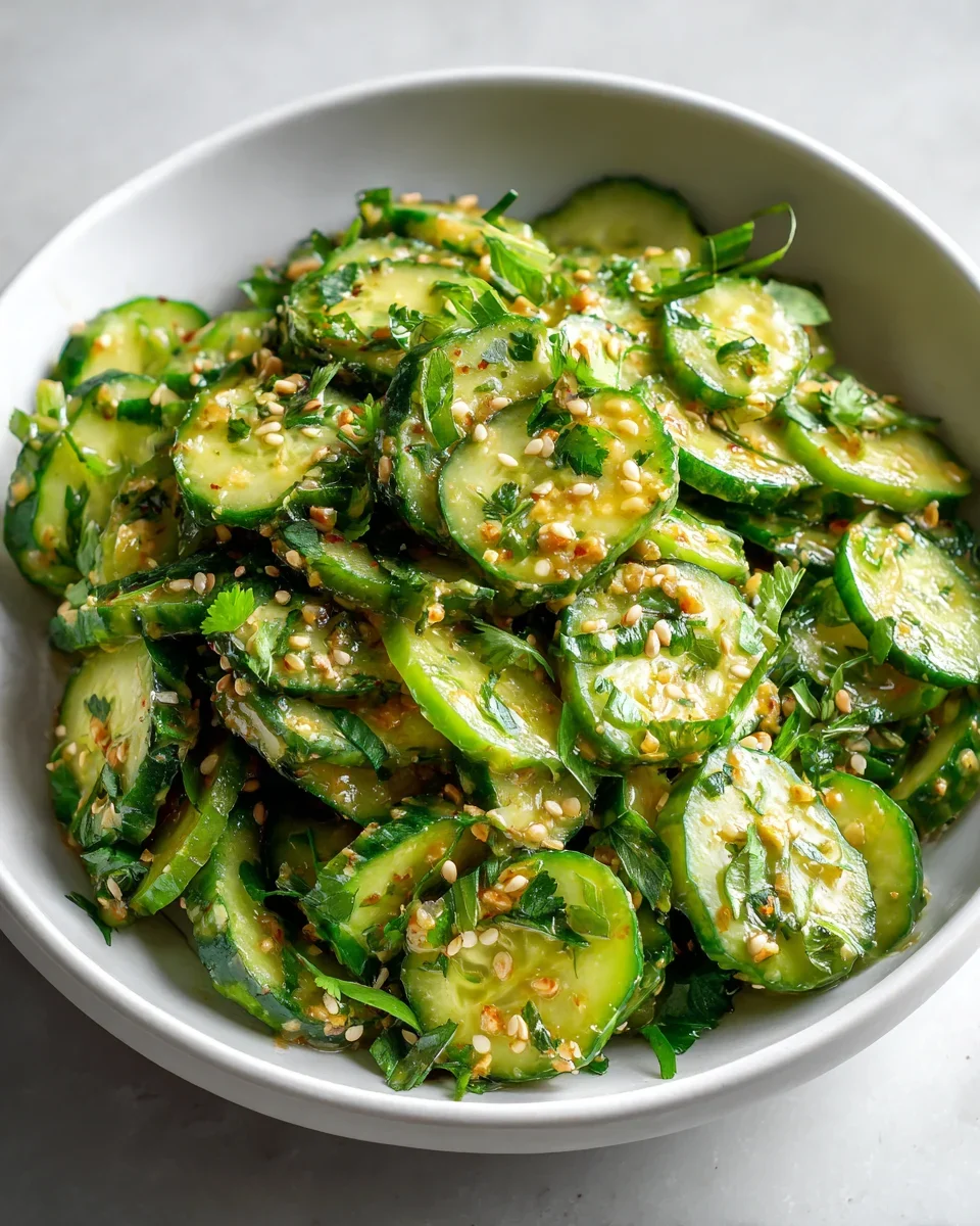 Koreanischer Gurkensalat: Cremig-frisch mit Sesam Tahini.