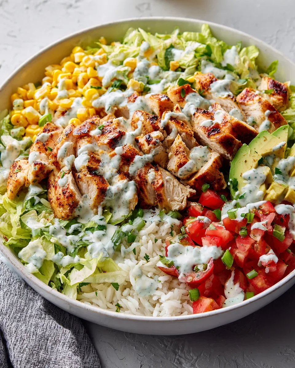 Leckere Chicken Avocado Ranch Burrito Bowl für jeden Tag!