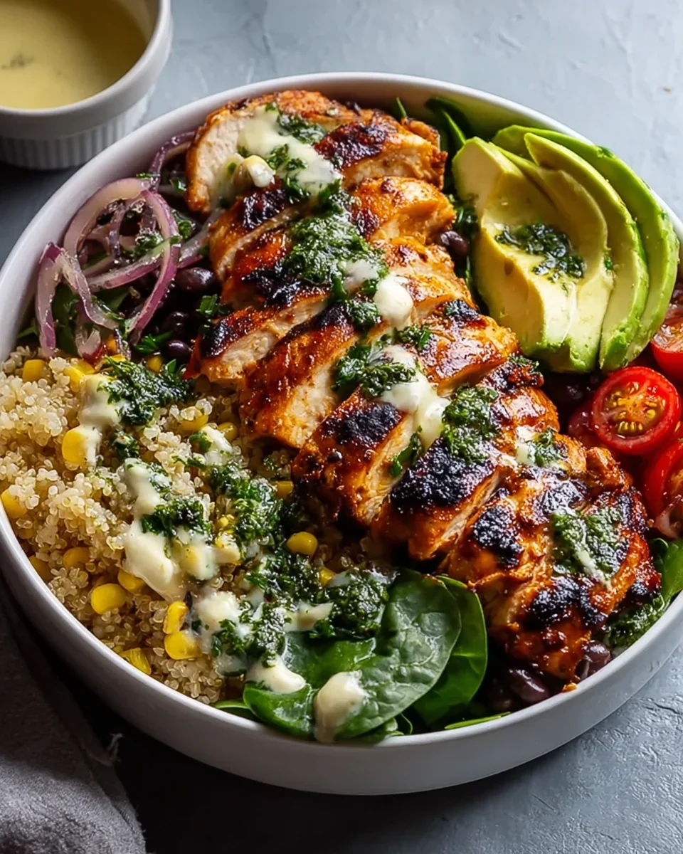 Leckere Chimichurri Grilled Chicken Bowl für Grillliebhaber