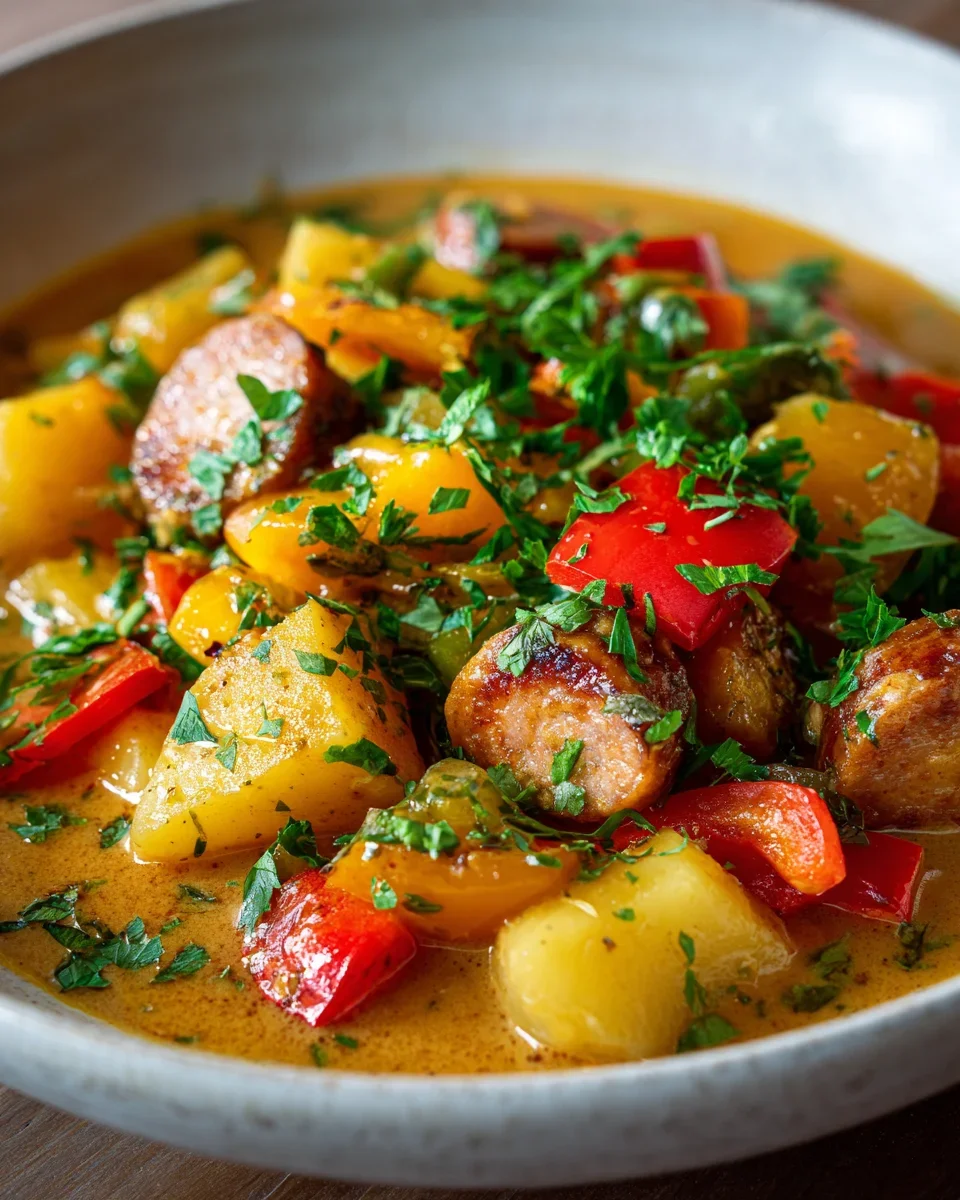 Leckeres Kartoffelgulasch mit Wiener Würstchen Rezept