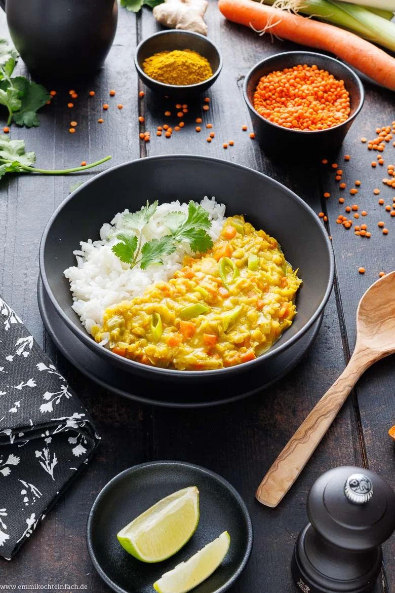 Linsencurry mit Kokosmilch & roten Linsen