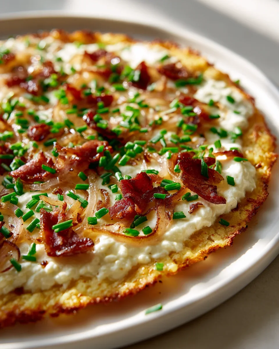 Low Carb Tarte Flambée: Knuspriger Genuss mit Blumenkohlboden!
