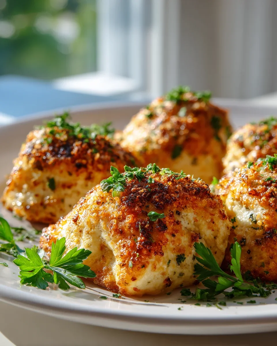 Ofen-gebackene Hähnchenkissen mit knusprigem Parmesan-Topping