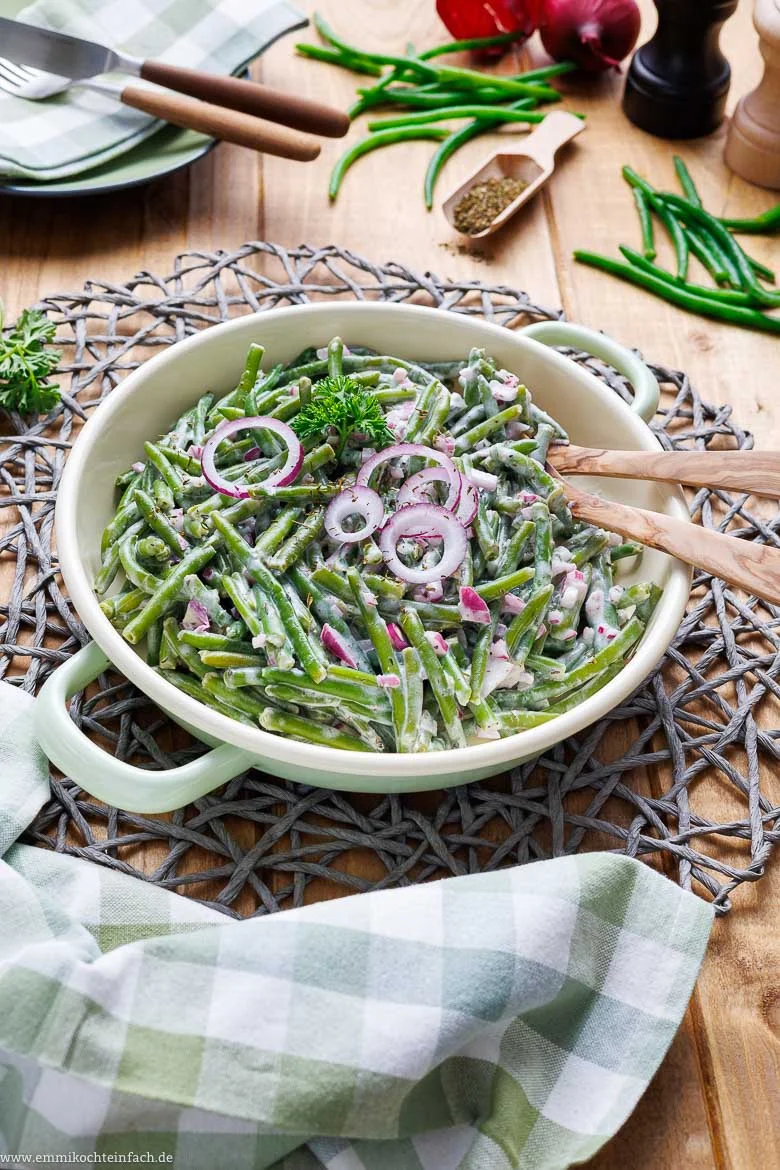 Omas Bohnensalat mit cremigem Dressing