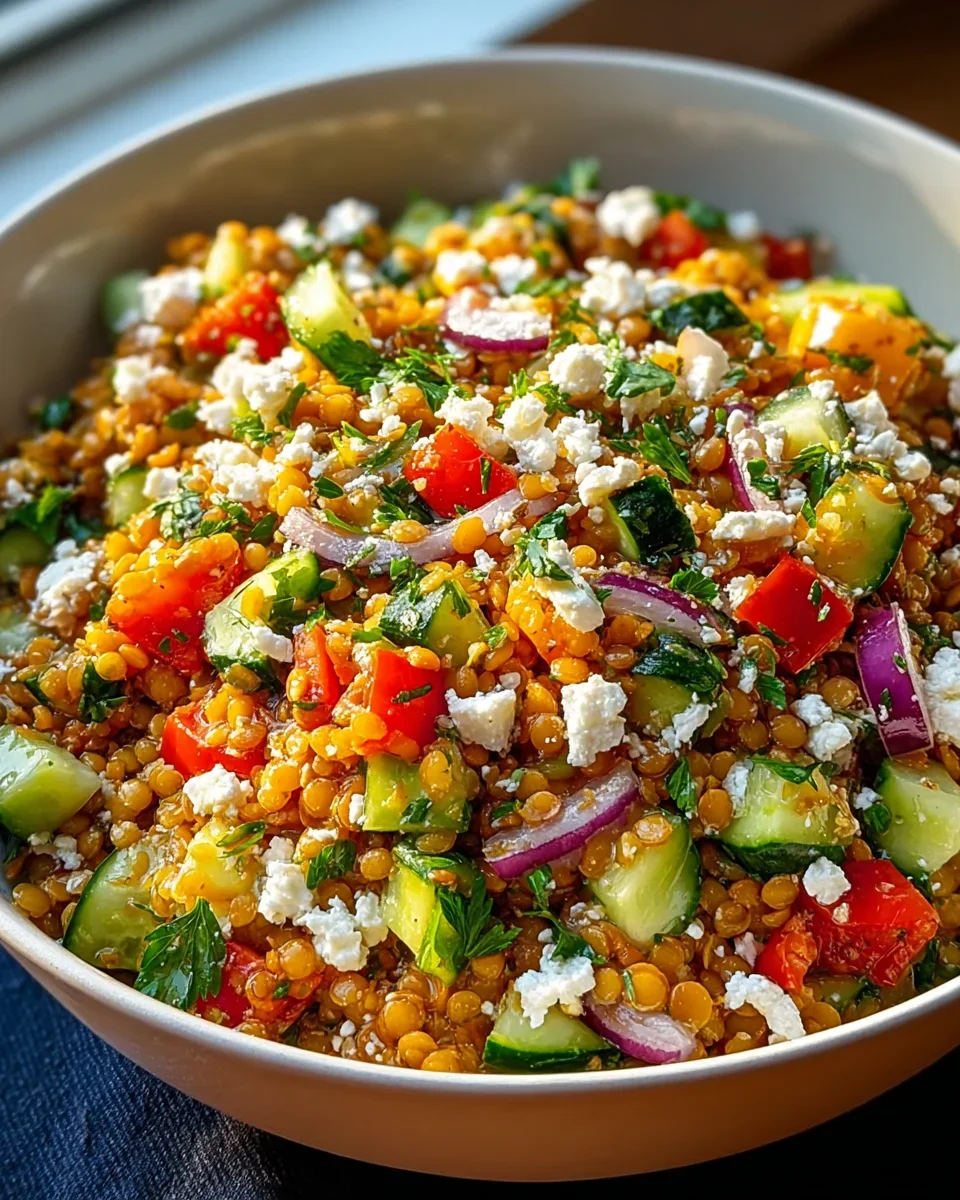 Orientalischer Rote Linsensalat mit Feta – gesund & lecker!
