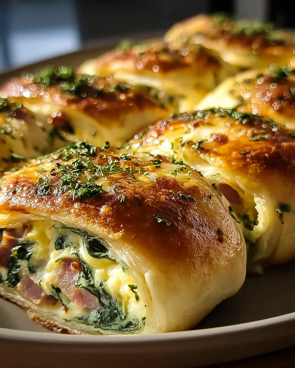 Perfekte Spinat-Rindfleisch-Schinken Frühstücks-Röllchen