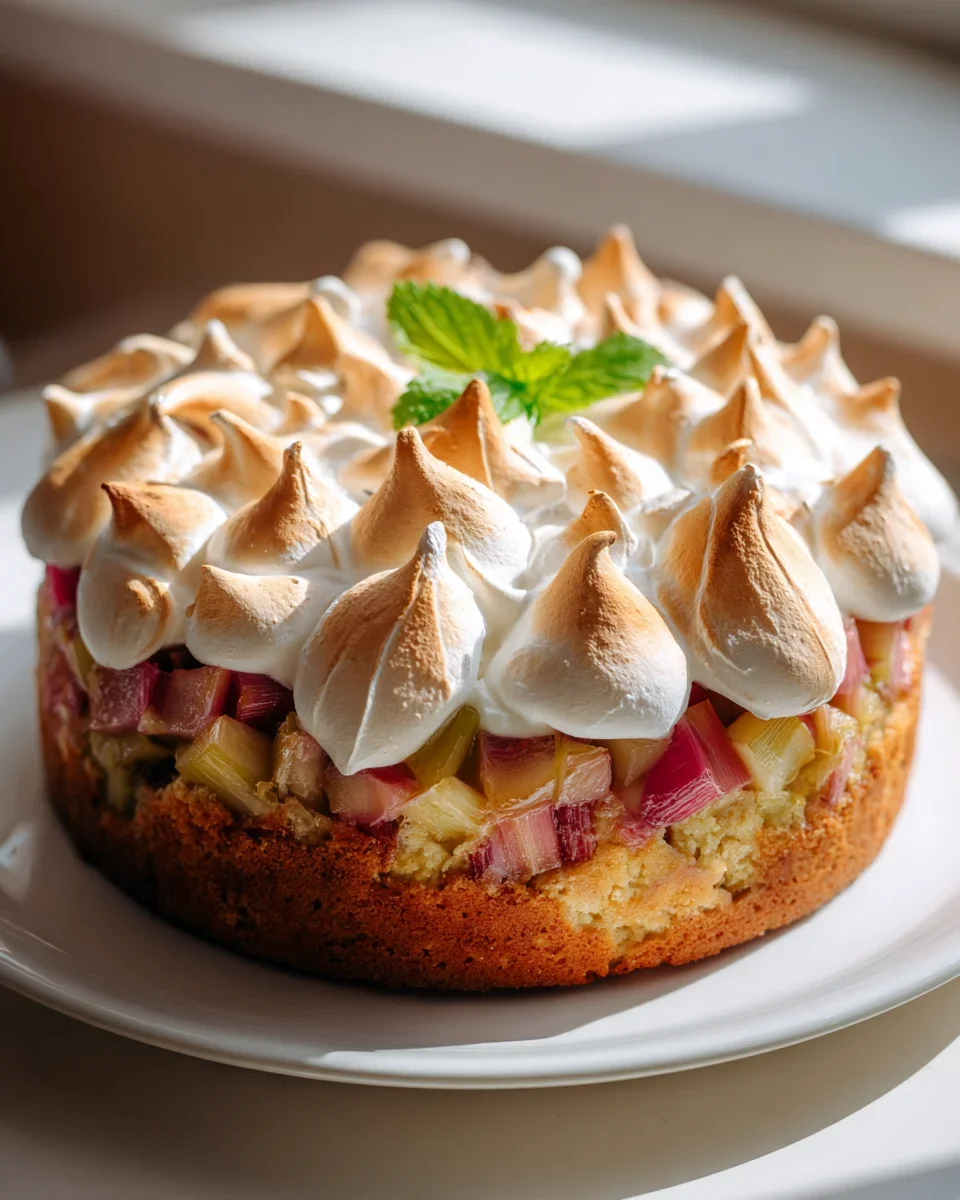 Rhabarberkuchen mit Baiserhaube