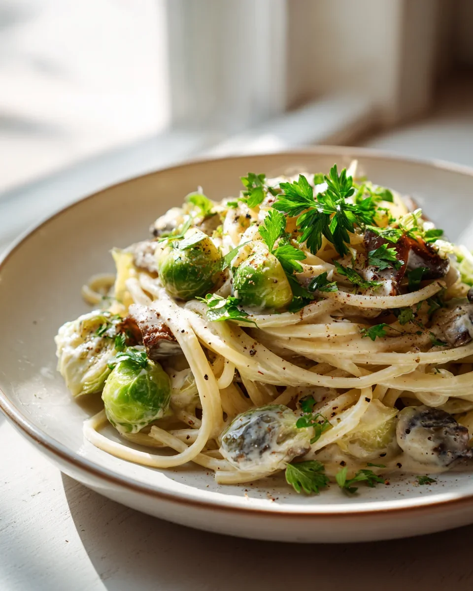 Rosenkohl Pasta: Cremige Sahnesauce mit Pilzen Rezept