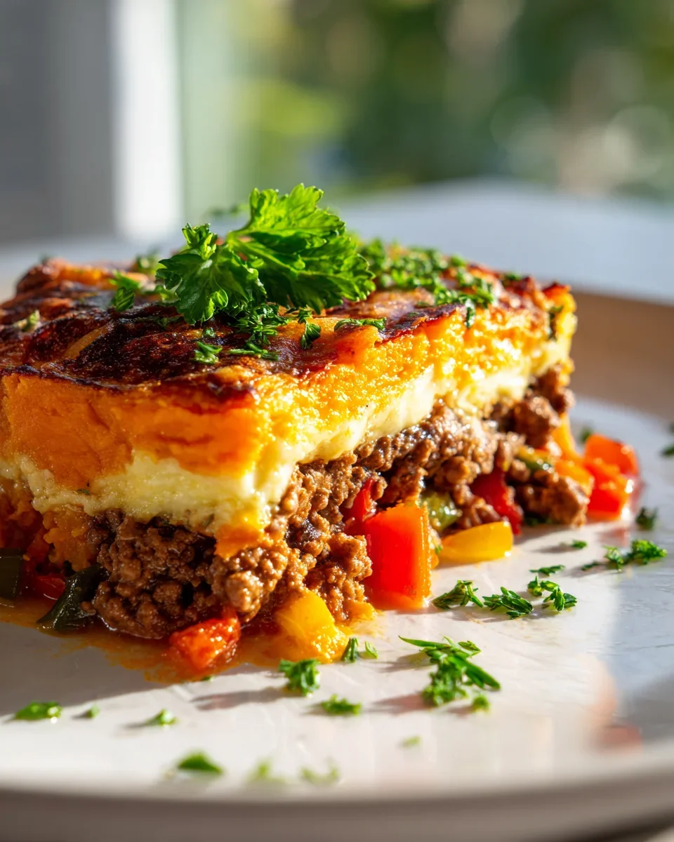 Süßkartoffel Hackfleisch Auflauf: Herzhaft mit Tomate & Paprika