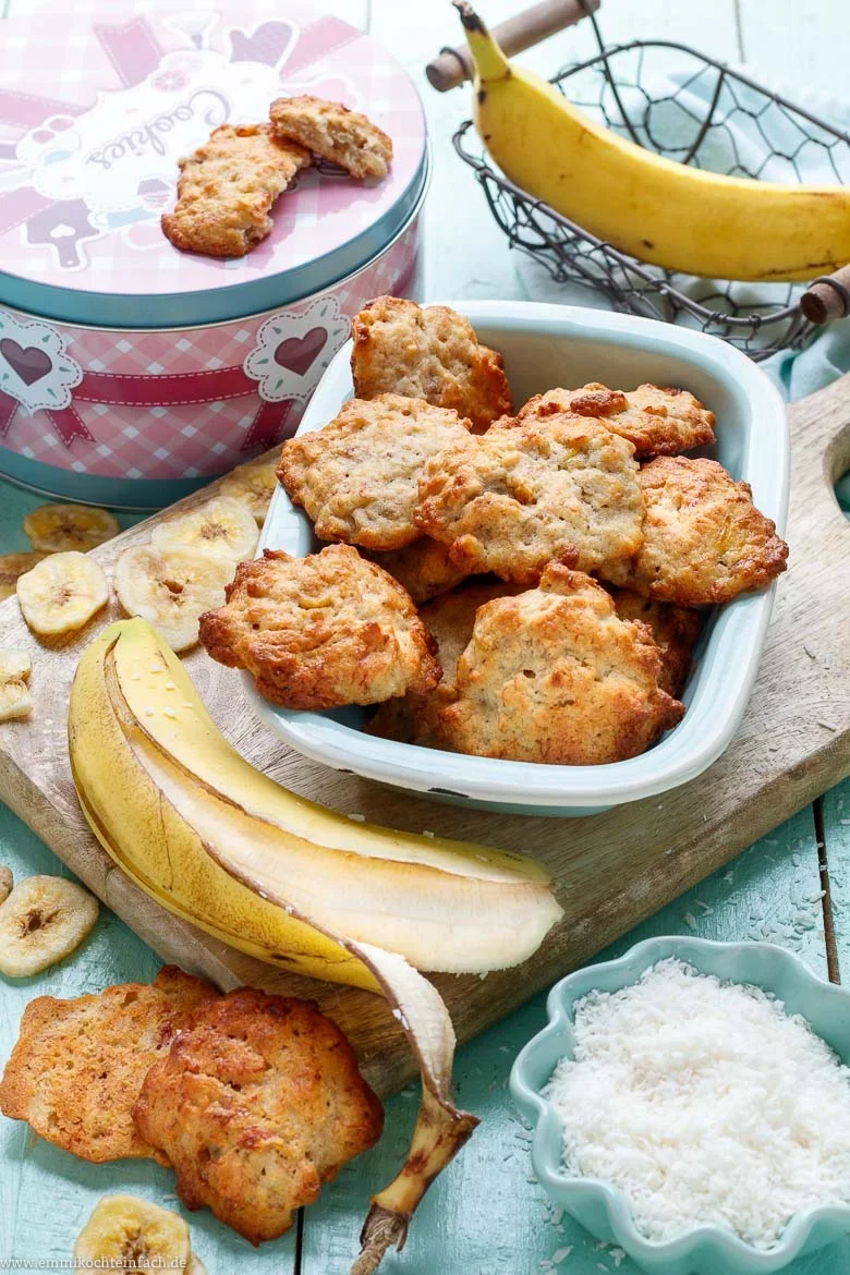 Saftige Bananen Cookies mit Bananenchips