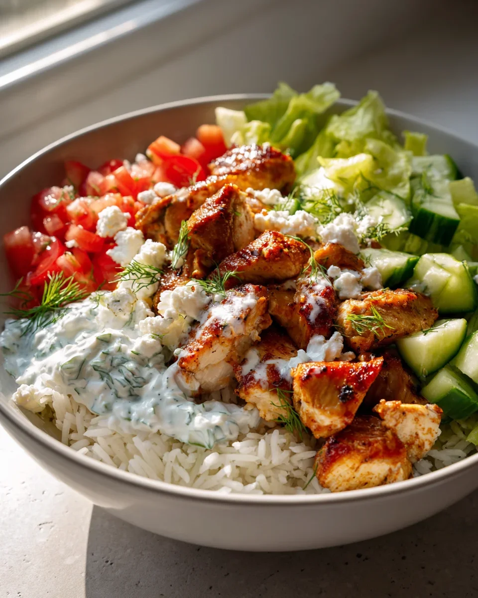 Saftige Mediterrane Hähnchen-Bowl mit Reis – Gesund & Lecker!