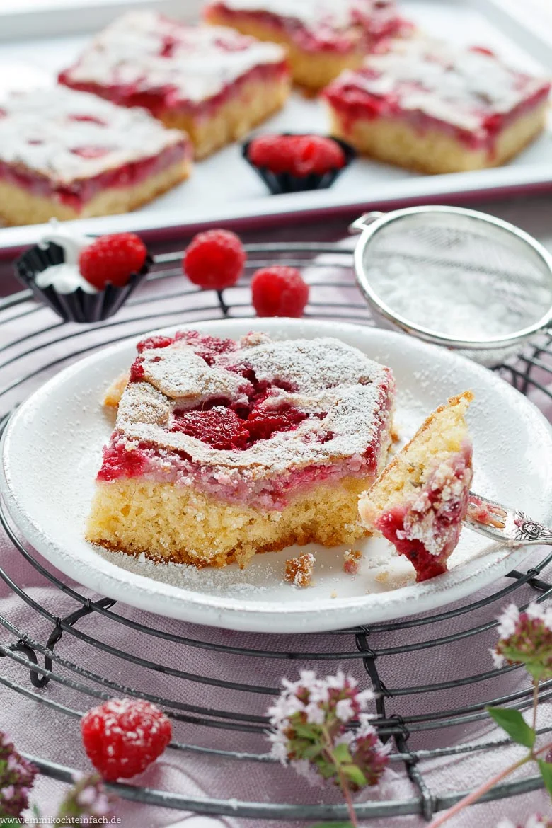 Saftiger Himbeerkuchen mit zarter Baiserhaube - www.emmikochteinfach.de