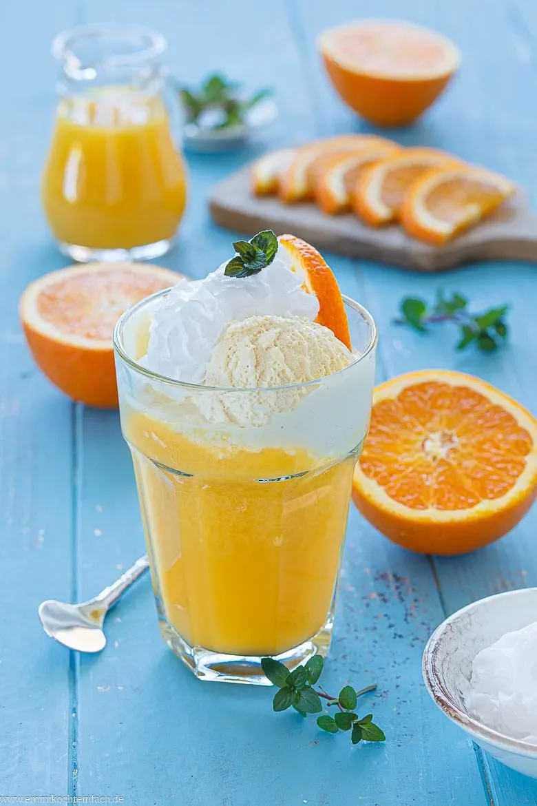 Sanfter Engel mit Vanilleeis und Orangensaft