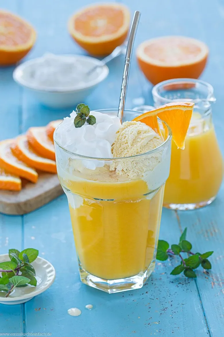 Sanfter Engel mit Orangensaft und Vanilleeis