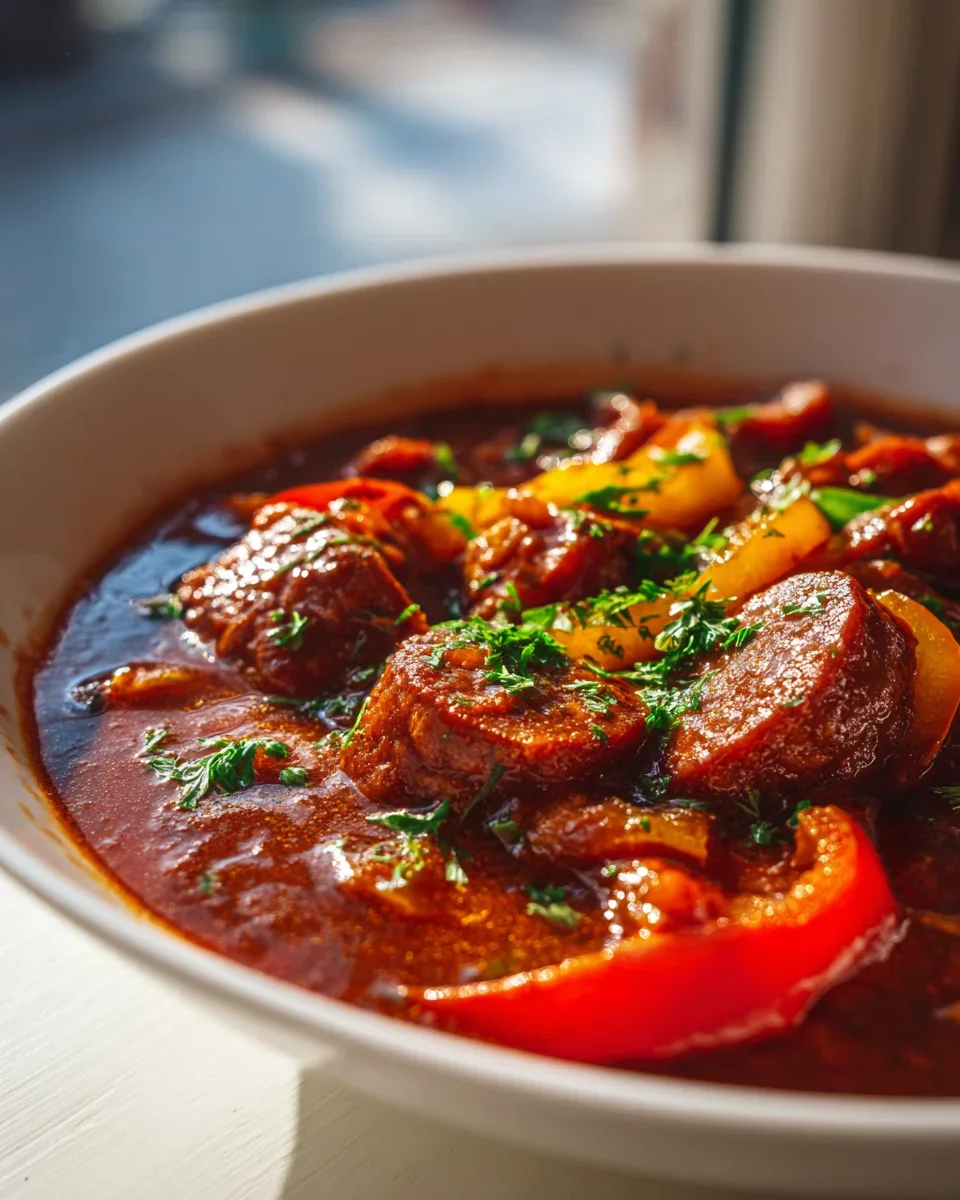 Scharfer Wurstgulasch: Rinderwurst, Chili & Paprika-Kick!