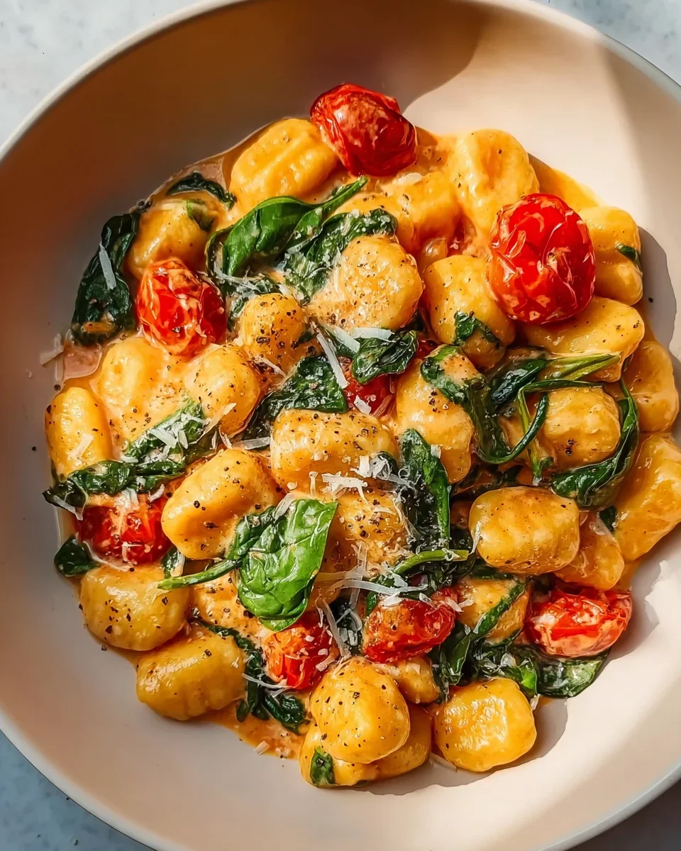 Schnelle Gnocchi Pfanne mit Tomate & Spinat in Min.