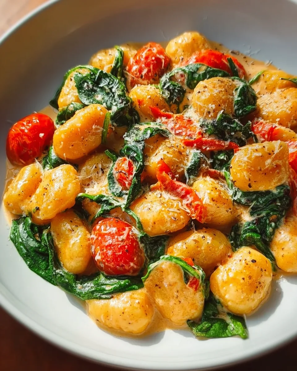 Schnelle Gnocchi Pfanne mit Tomate & Spinat in Min.