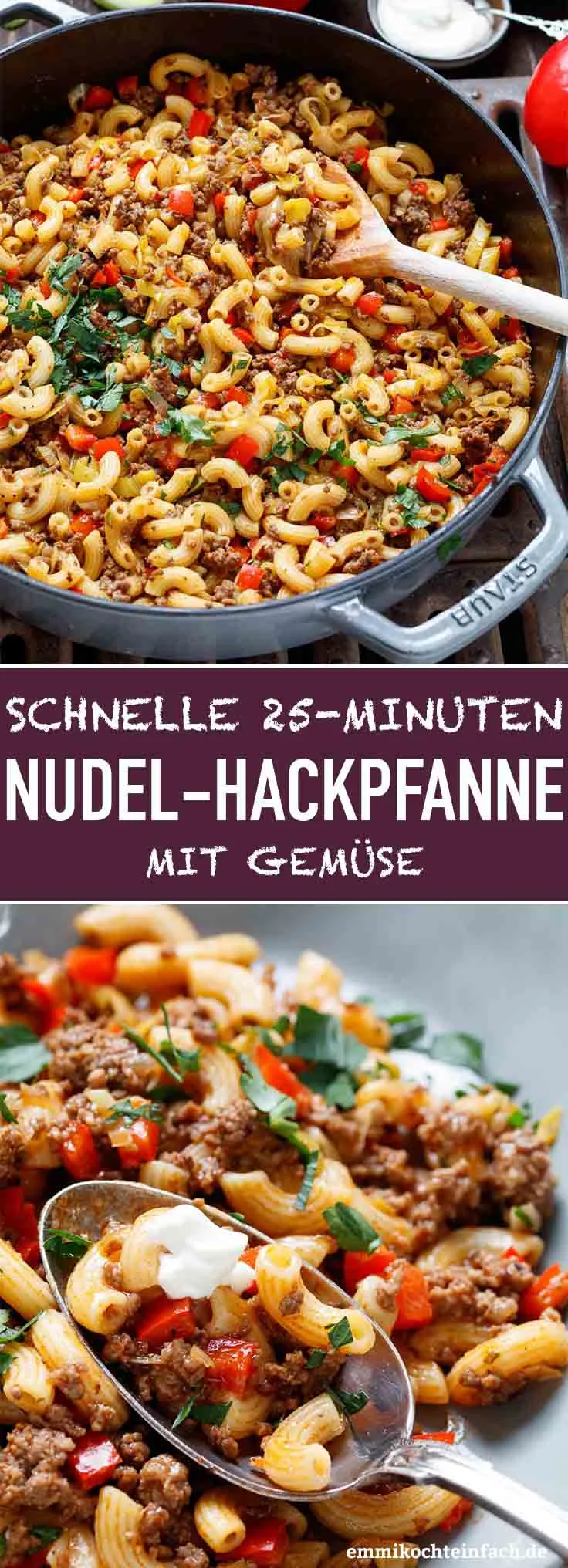 Schnelle Hackpfanne mit Hörnchennudeln & Gemüse