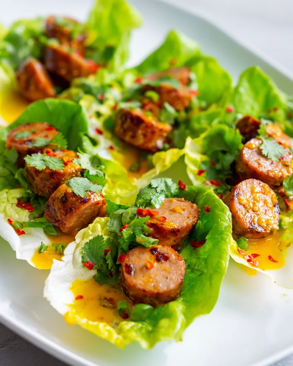 Sweet And Spicy Currywurst-Lettuce Wraps für Genießer