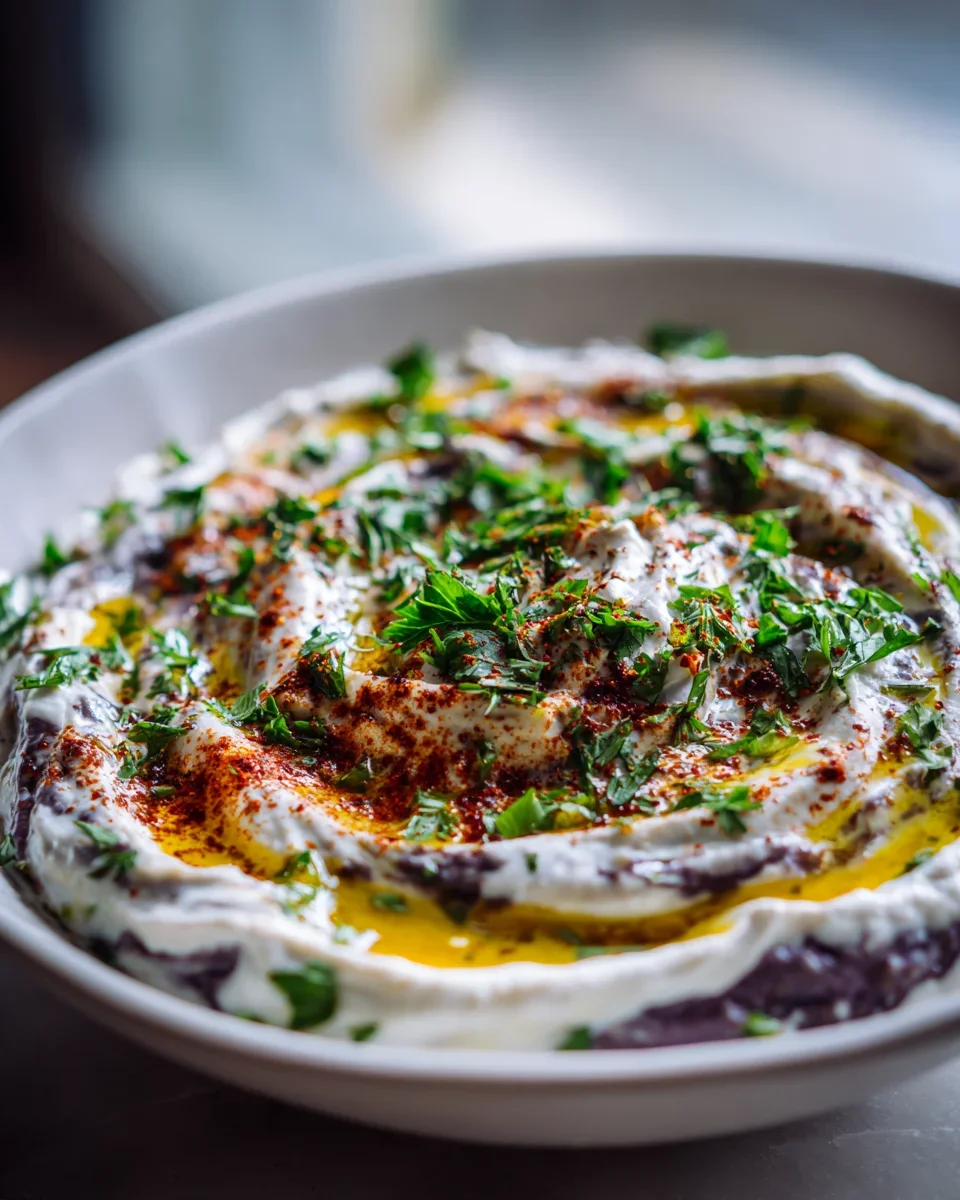 The user wants a SEO title for a recipe: 'Smoky Persian Eggplant Garlic Yogurt Dip'.