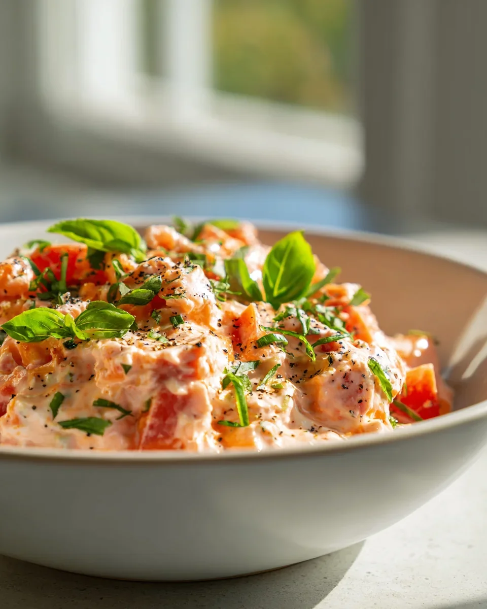 Tomaten Frischkäse Dip mit Basilikum – Schnell, Cremig, Lecker!