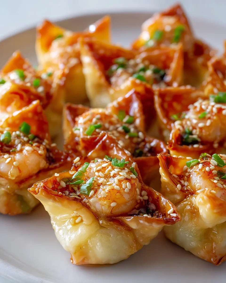 Tropische Garnelen-Wontons mit Teriyaki-Glanz
