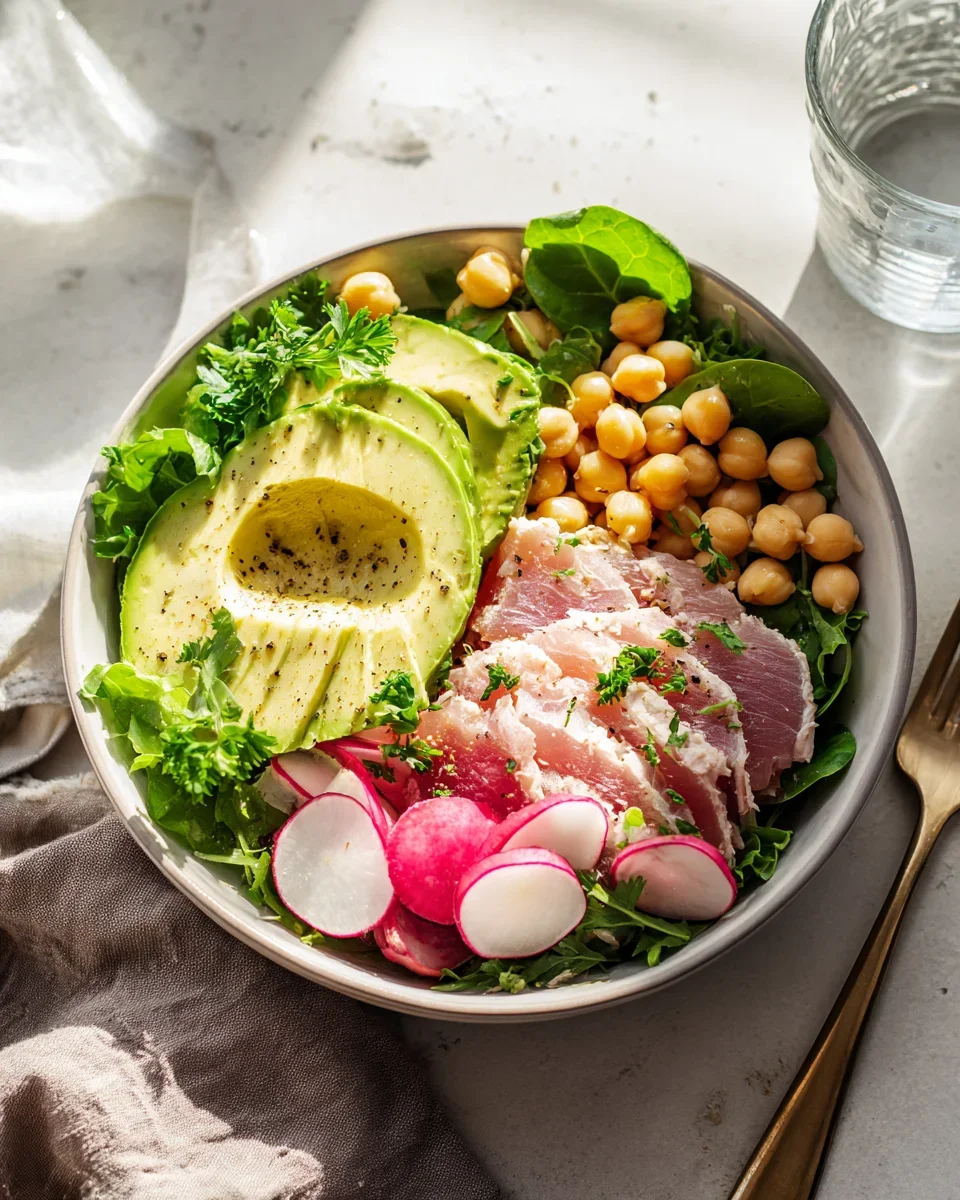Tuna Salat Bowl mit Avocado und Kichererbsen – Gesund genießen!