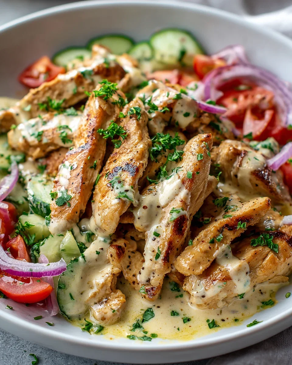 Ultimatives Hähnchen Gyros: Cremige Sauerrahmsauce genießen